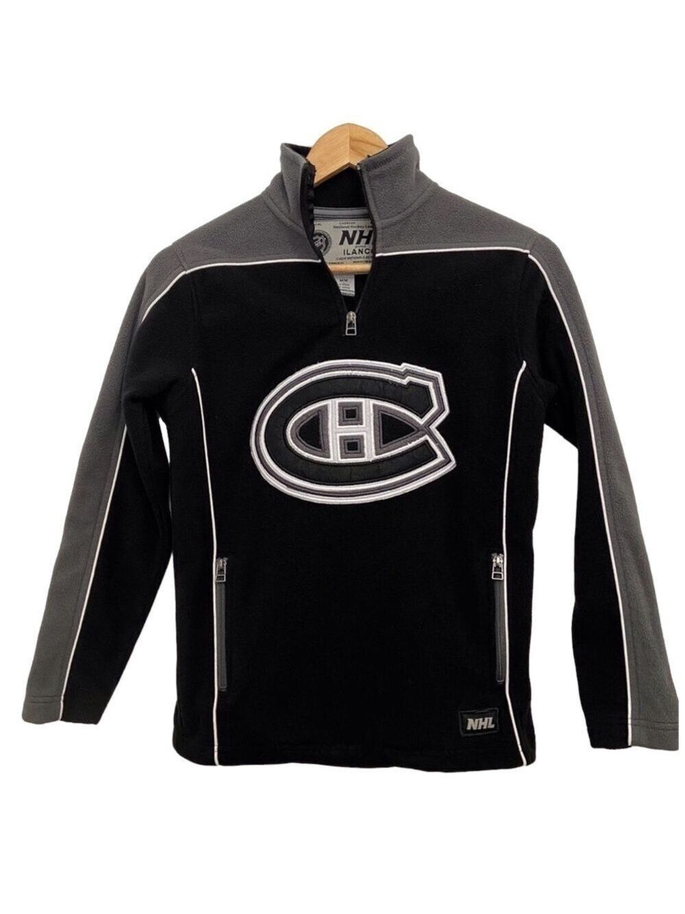 Nhl Les Canadiens CH hockey kids fleece medium Official Hockey league black grey